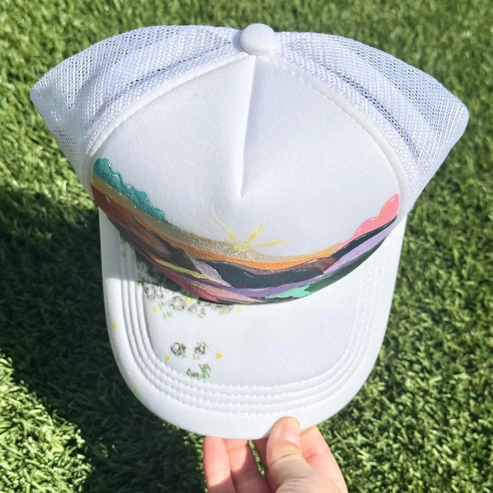 Landscape Colorful Women's Handmade Cap Hat Summer